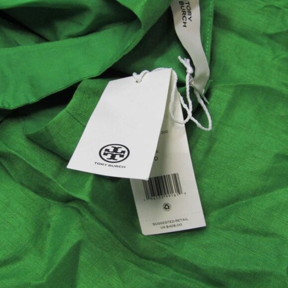 Tory Burch Women's Pleated Linen Midi Dress Bright Leaf Green Size 0 - Picture 7 of 8
